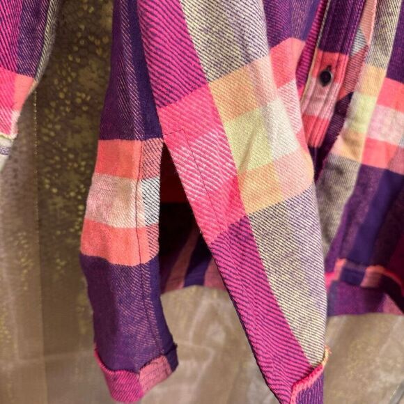 Free People We The Free So Long Summer Pink Purple Flannel XS NWOT - Picture 3 of 10